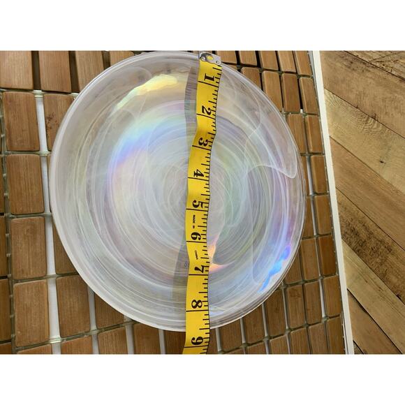 Artistic Accents iridescent pearl swirl glass 9” luncheon plate made in Turkey - Picture 6 of 11